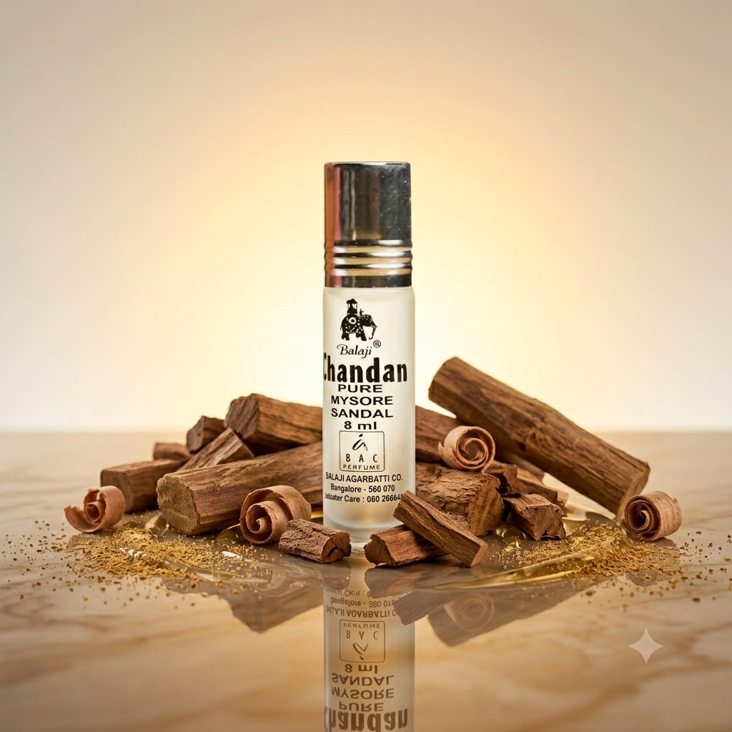 Chandan Mysore Sandal aliejiniai kvepalai indiski-kvapai-naturalus-aliejiniai-kvepalai-aliejiniai-kvepalai-mysore-sandal-8ml-1